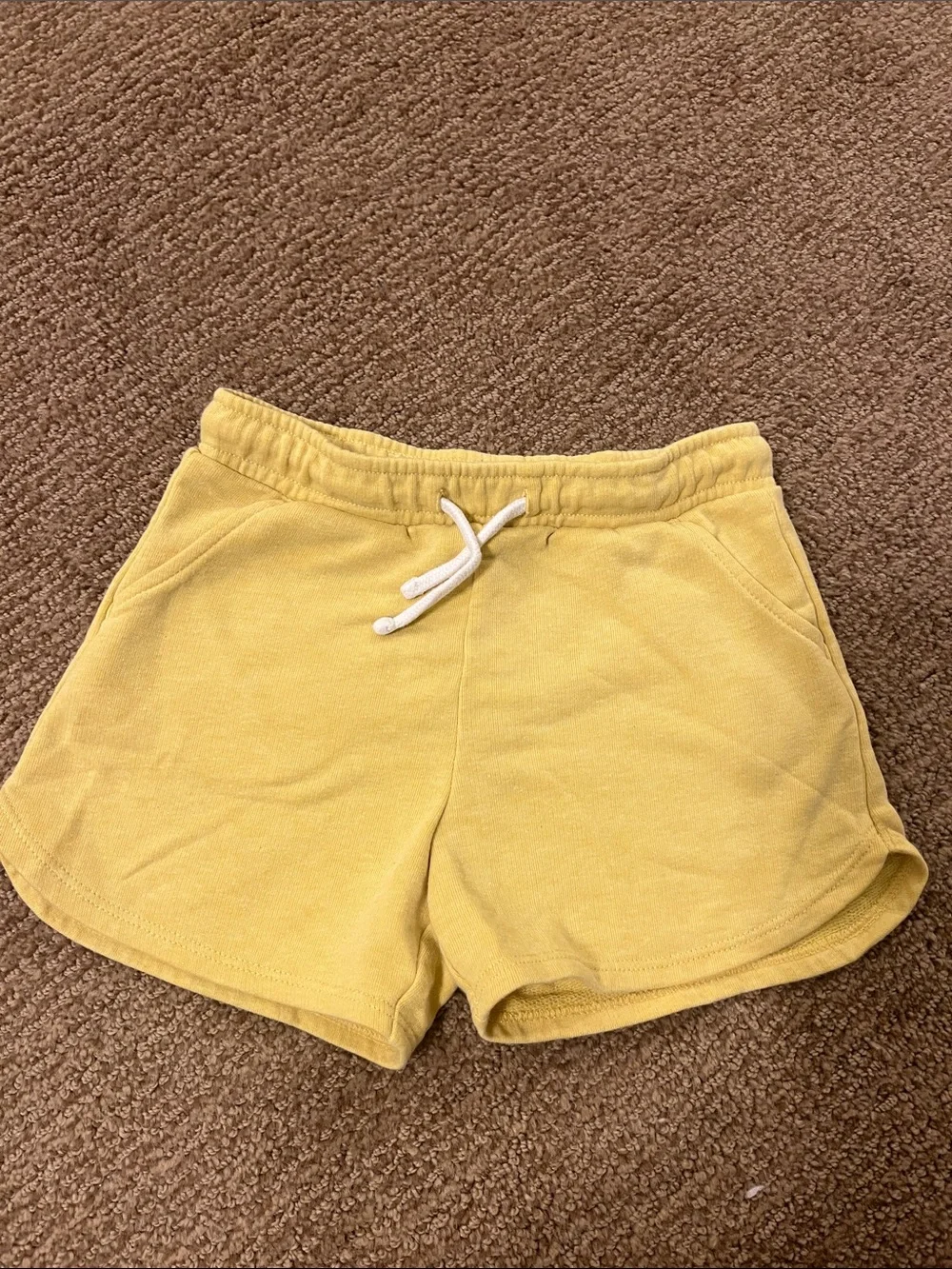 Girls Yellow Casual Drawstring Shorts